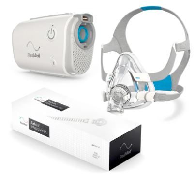 Kit CPAP Portátil Automático AirMini com Máscara Facial F20 - Resmed-MEDIA